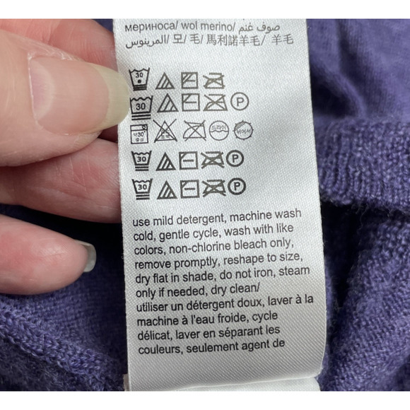 Calvin Klein Extra Fine Merino Wool Sweater Mens XL Purple V Neck Preppy Office - Picture 5 of 8